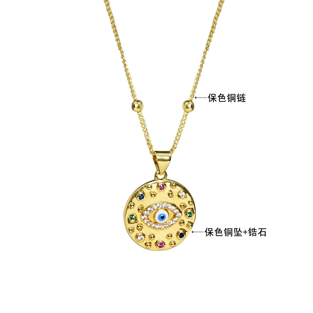 Venta al por mayor Collar con colgante de medalla multicapa con cuentas